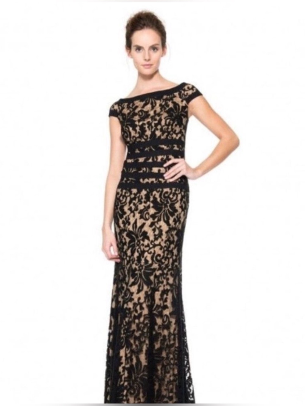TADASHI SHOJI Black women black maxi dress ball gown wedding formal size 4